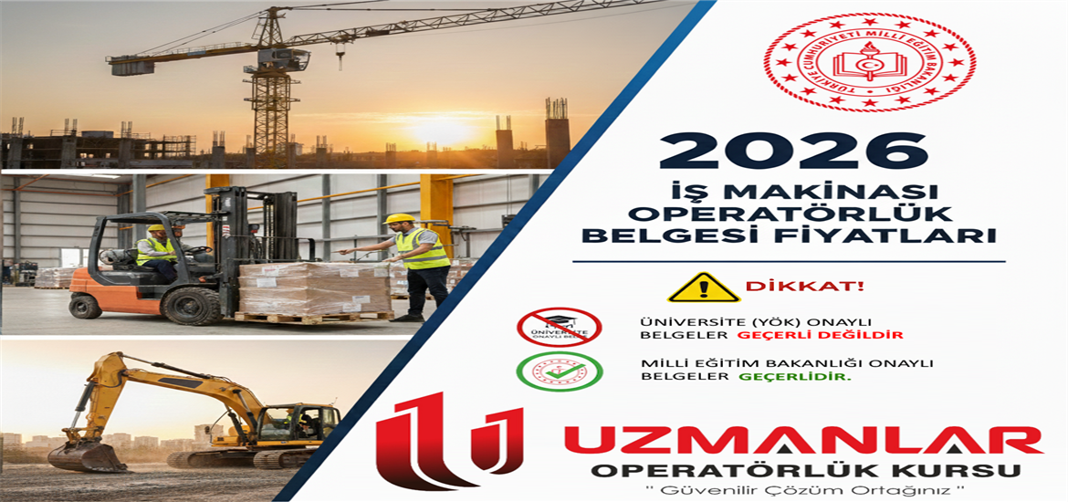 2026 Yılı İş Makinası Operatörlük Belgesi Fiyatları ve Ehliyet Harçları